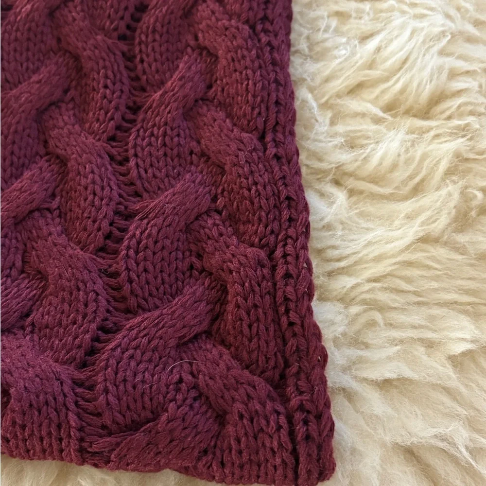 Cable Knit Burgundy Infinity Scarf